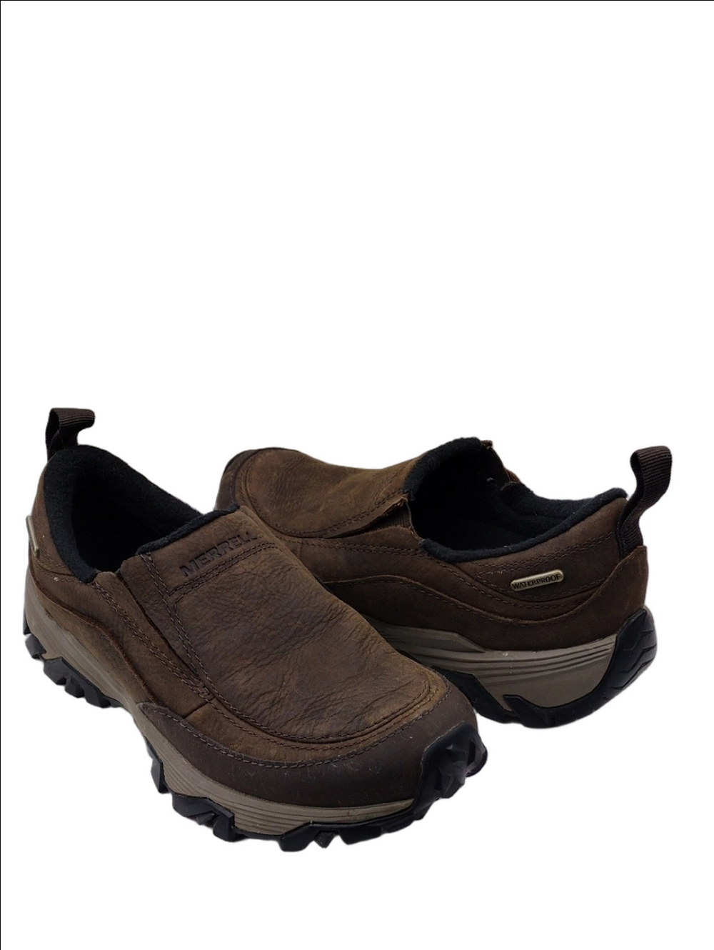 Merrell Coldpack+Moc Waterproof Brown Leather Upper Slip On Winter Utility Shoe